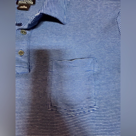 Michael Kors Men's Striped Blue Polo Shirt - Picture 5 of 7